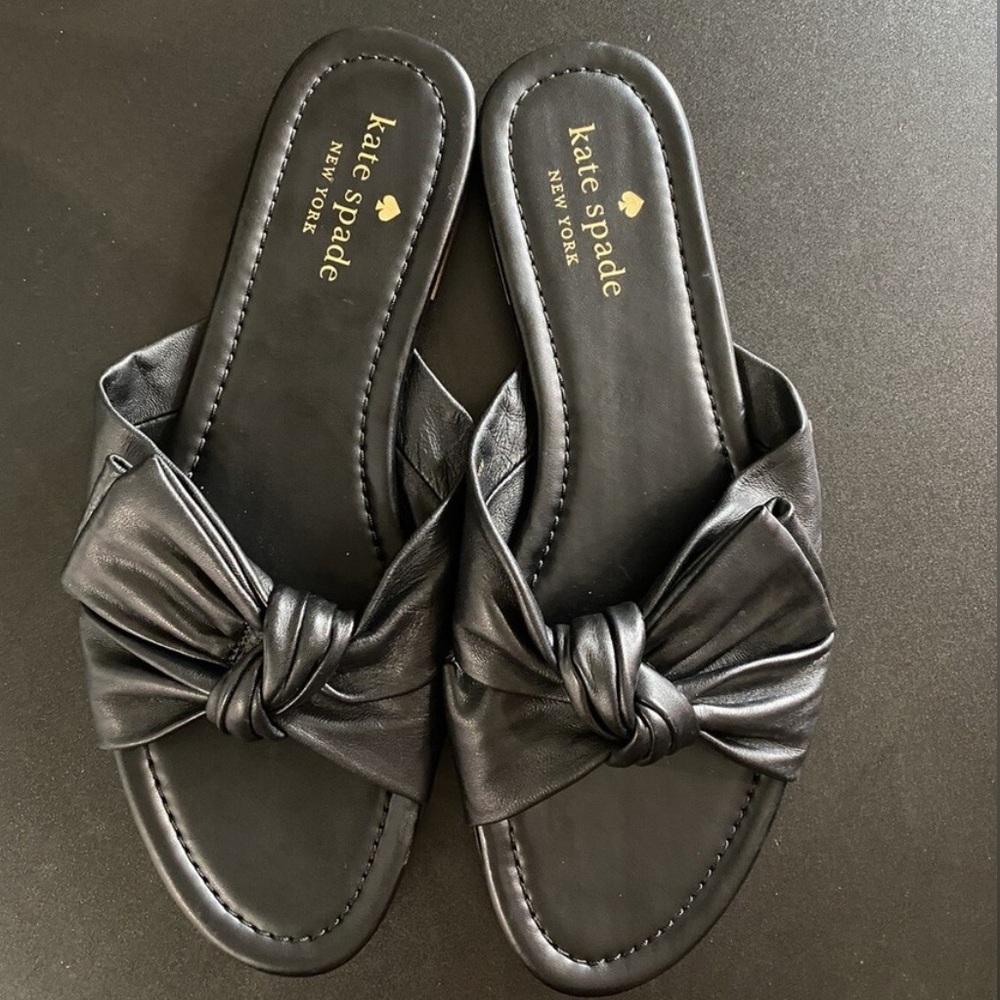 Kate Spade Black Slide Sandals with Knot Detail